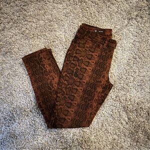 a.n.a. Skinny brown snakeskin print pants